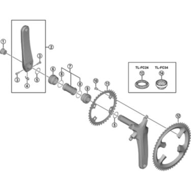 FC-9000 crank arm fixing bolt, B-Type: 16 mm