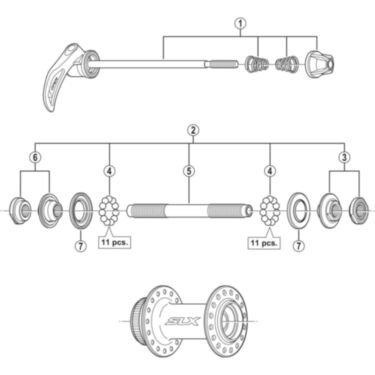 HB-M675 complete hub axle 108 mm