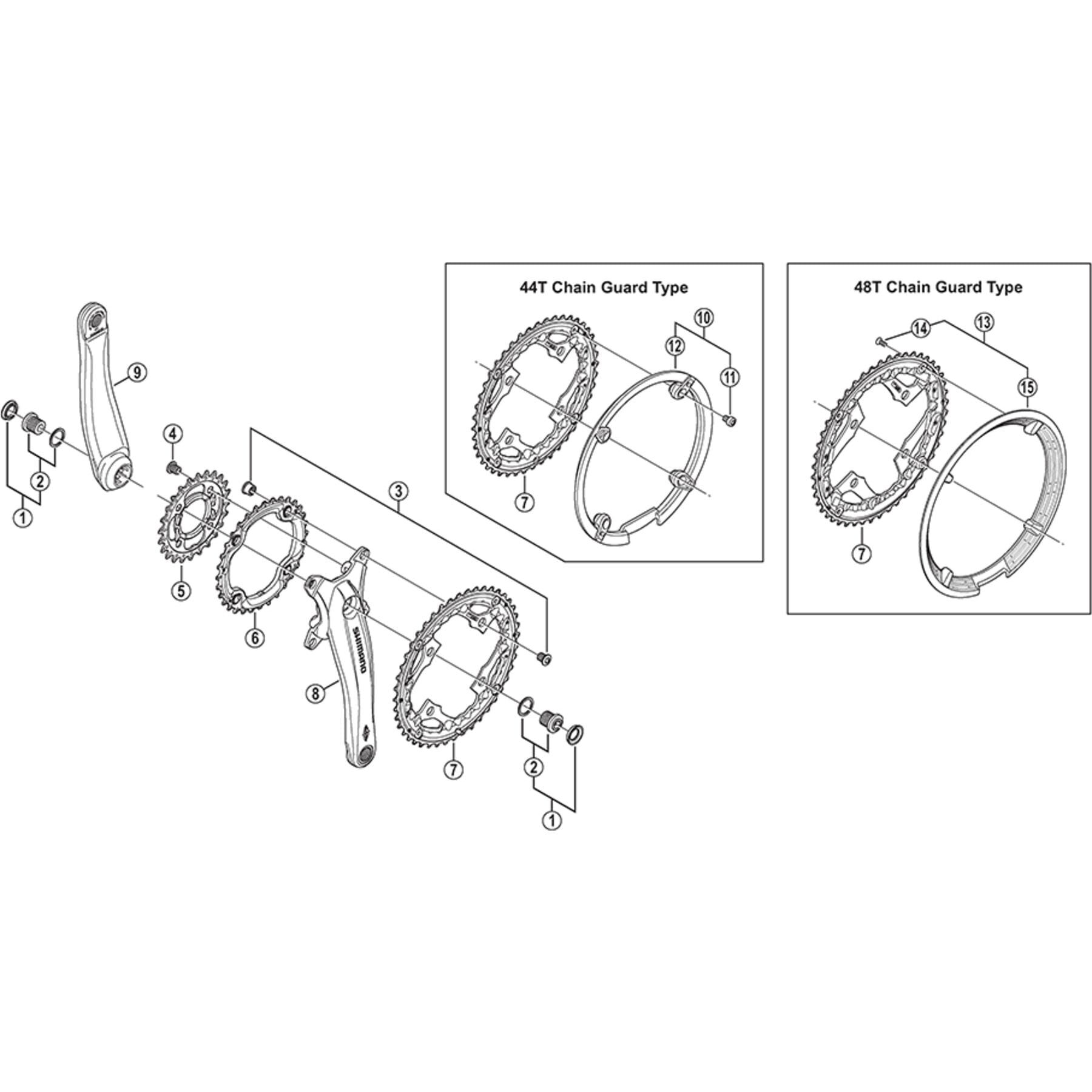 Shimano Spares FC-M431-8 chain guard and fixing bolts for 48T