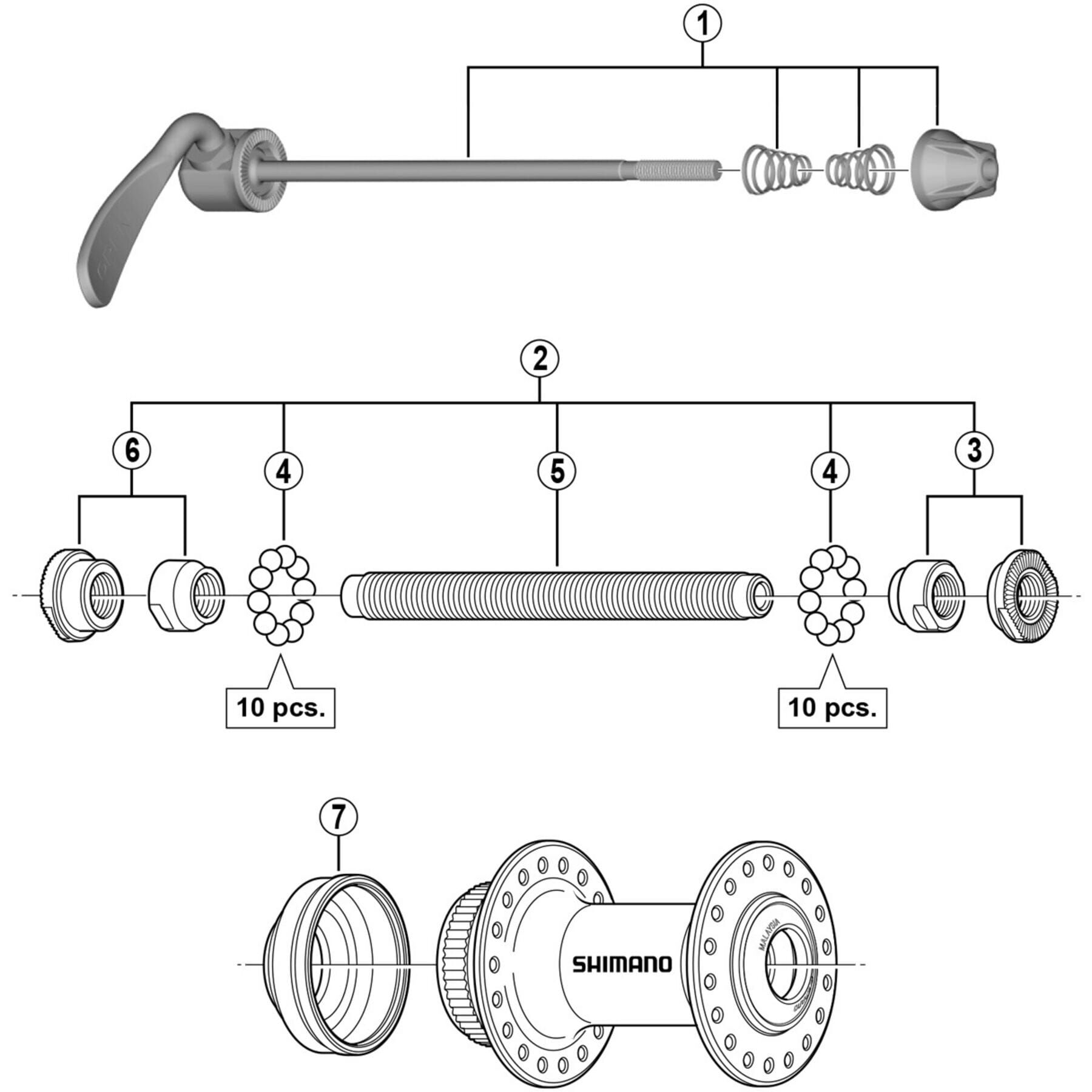 Shimano Spares HB-RM35 complete hub axle 108 mm